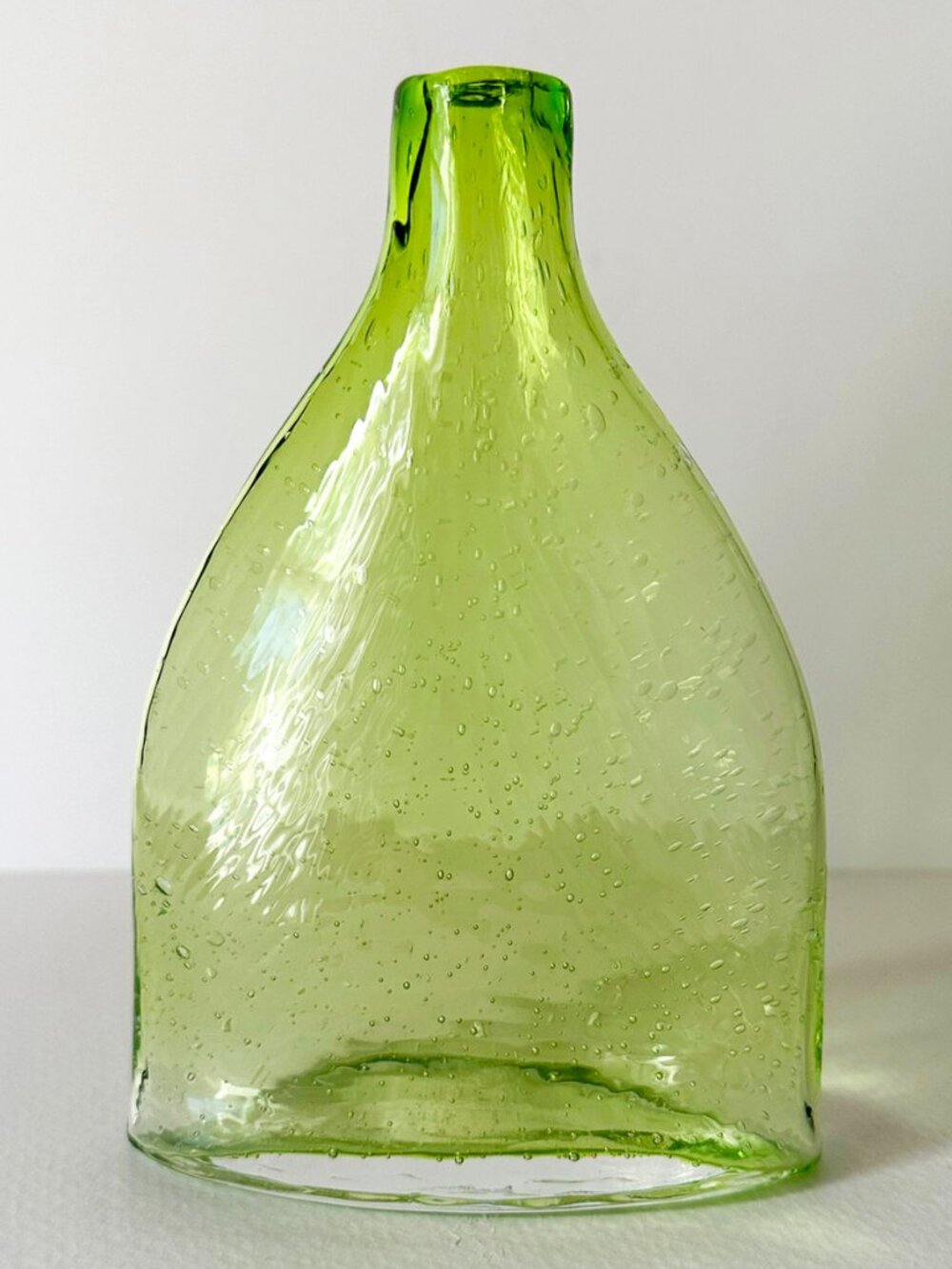 Vintage AMICI Italian Green Bubble Glass Bud Vase Hand Blown Art Glass Bottle